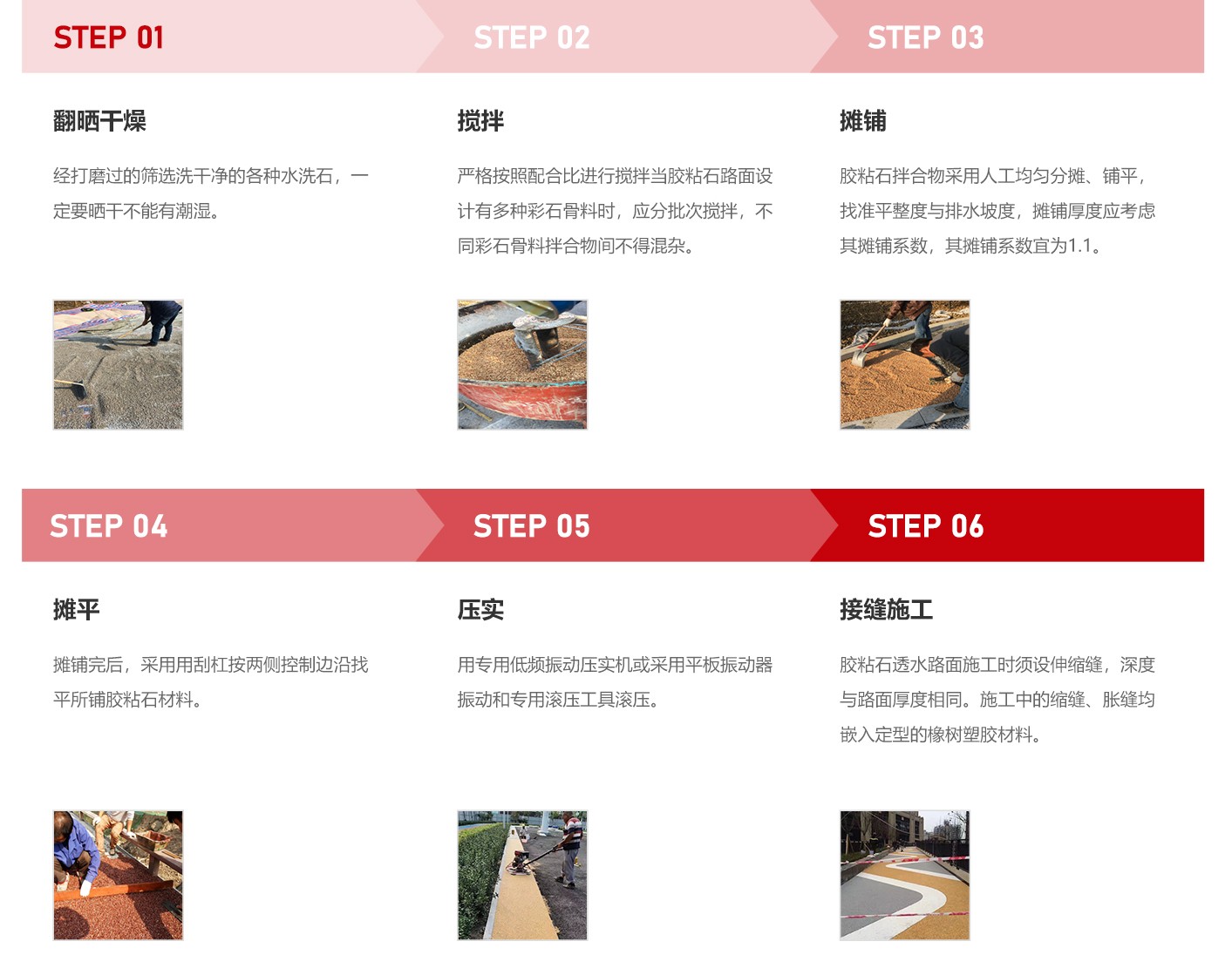 胶粘石透水路面_施工工序