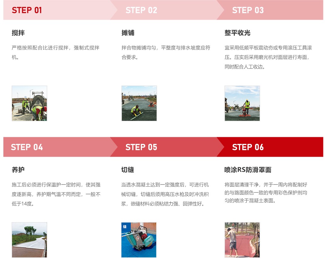 彩色透水混凝土路面_施工工序